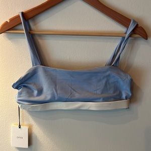 Onia Zoe NWT Airy Blue and White Bathing Suit Bikini Top